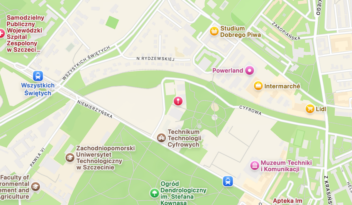 Map showing business location in Warsaw, Poland